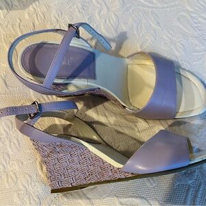 Falchi Lilac Wedge Sandals with Ankle Strap - Women